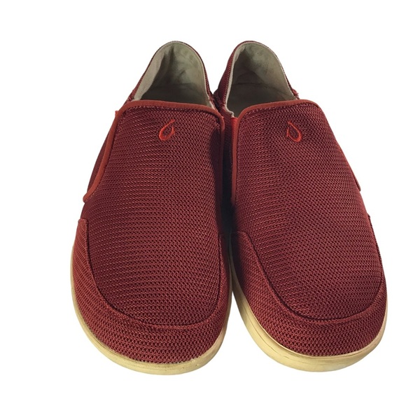 Olukai Nohea Mesh Slip On Shoes Mens 8.5 Red Loafers‎ Causal Comfort Sneakers - Picture 3 of 9